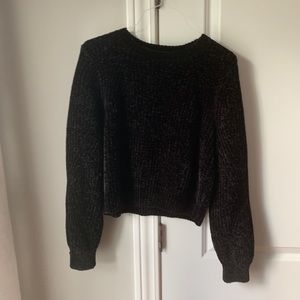 Fuzzy black chenille sweater